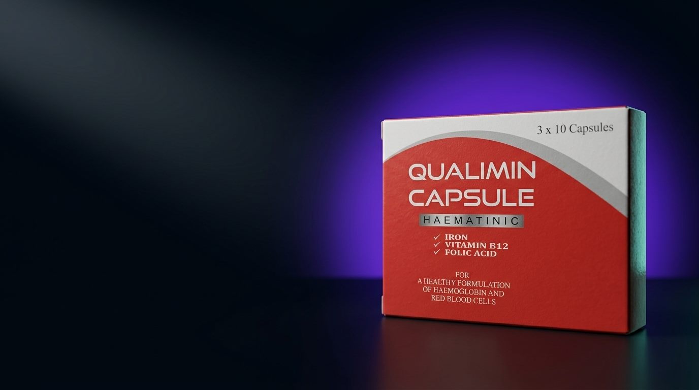 Red Qualimin Capsules carton and blister strip
