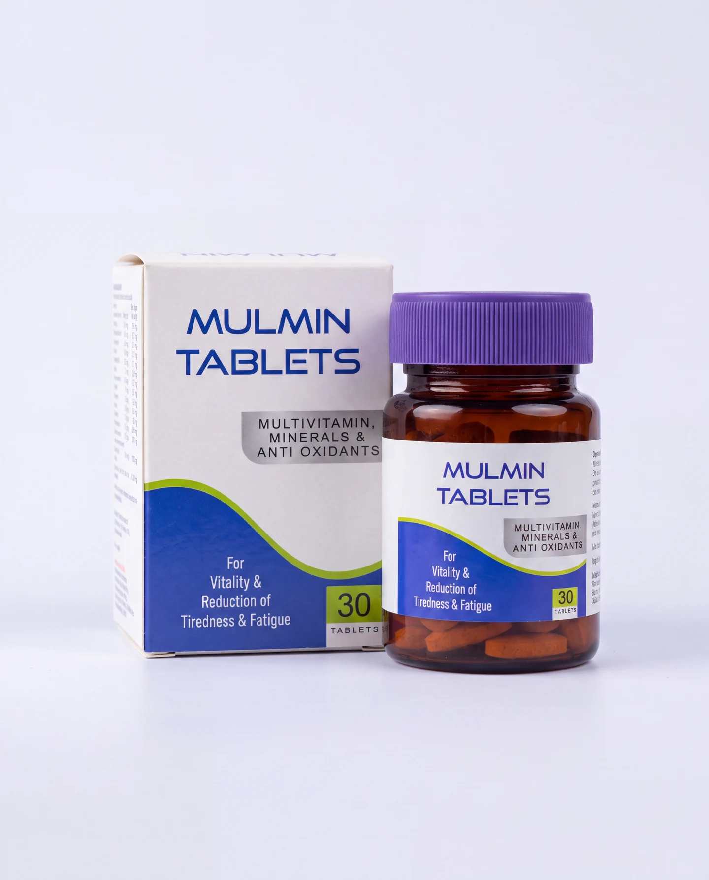 Mulmin Tablets carton and amber bottle